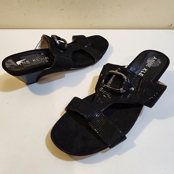 Anne klein Teela Iflex Black Slides Sandals size 9.5 M - Picture 6 of 14